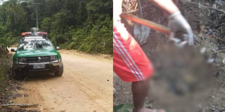 O cadáver já em estado de decomposição. Foto: Divulgação