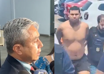 O suspeito do crime está sendo ouvido na DEHS. Foto: Reprodução