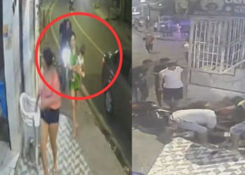 Vídeo forte: Entregador perde o controle e atinge mulher com bebê no colo na Compensa