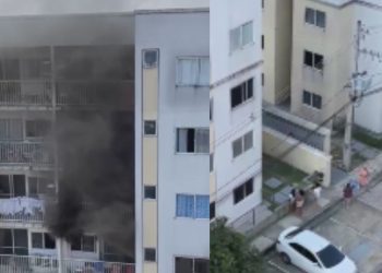 "Estão saindo desesperadas": vídeo mostra pessoas em pânico assim que apartamento pega fogo no São José