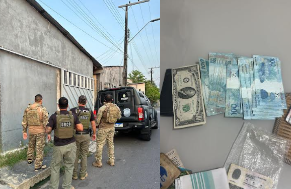 Foram cumpridos mandados em Manaus e Tabatinga. Dinheiro também foi apreendido. Foto: Divulgação/PC-AM