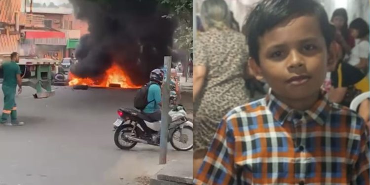 Moradores do bairro Val Paraíso protestam após morte do menino Gabriel de 11 anos