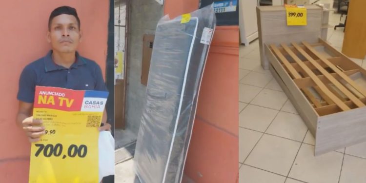 Vídeo: Homem invade Casas Bahia 'na tora' no Centro de Manaus, furta colchão e acaba preso