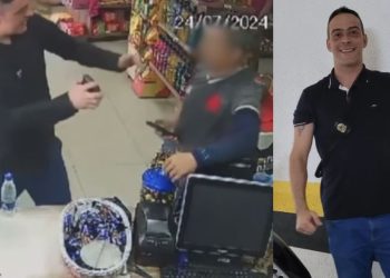 Câmera filmou falso policial usando distintivo para amedrontar e bater em homem em Manaus