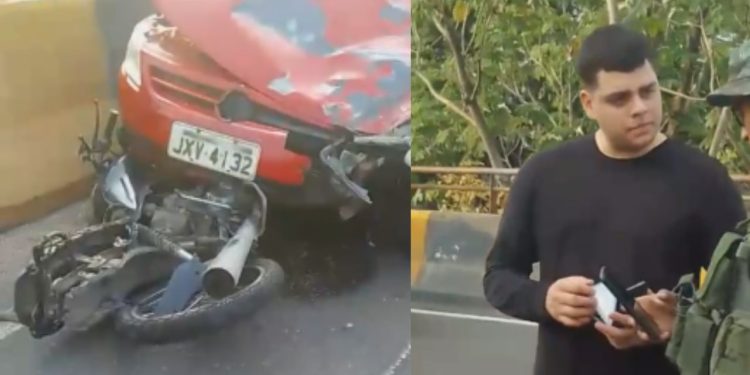 Vídeo forte: Na Compensa, motorista bêbado mata motoqueiro e garupa em acidente