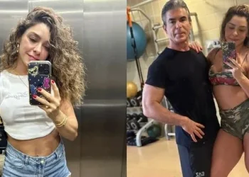 Fabíola aparece com os dois seguranças de Rogério. Foto: Reprodução