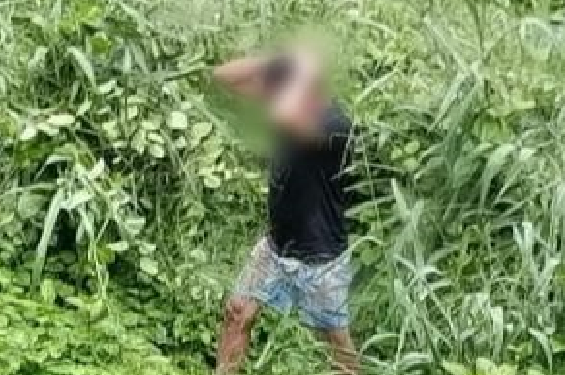 O homem foi preso numa área de mata e tentou fugir. Foto: Divulgação/PC-AM