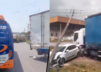 Agentes do Instituto Municipal de Mobilidade Urbana (IMMU) estão no local. Foto: Reprodução