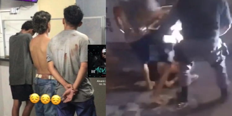 Os três suspeitos foram encaminhados para a delegacia. Foto: Reprodução