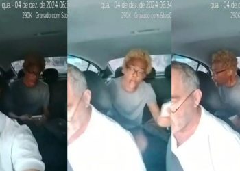 O passageiro abaixa o vidro e grita desesperado. Foto: Reprodução