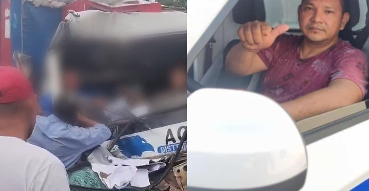 Marcos Dias Machado estava com o filho no caminhão. Foto: Reprodução