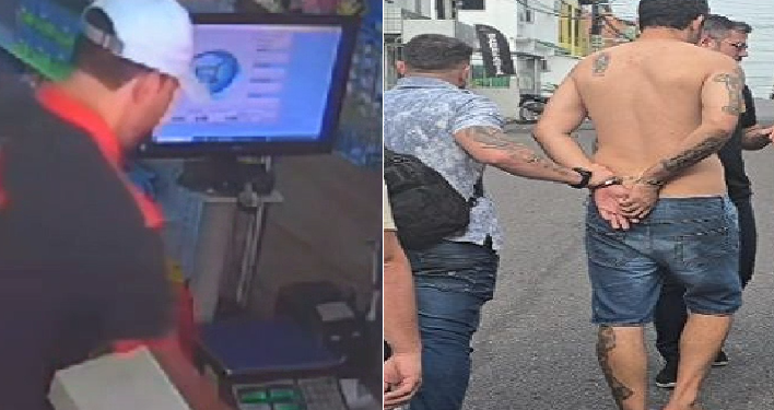 O homem foi levado para a sede do 1º DIP, em Manaus. Foto: Reprodução