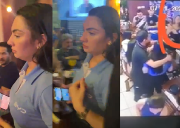 Igleiciane de Azevedo Sales estava com uniforme de loja e supostamente bêbada. Foto: Reprodução