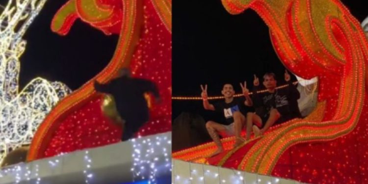 Influenciador gera p0lêmic4 ao v4ndal1zar enfeite natalino na Ponta Negra com s0c0s e chut3s