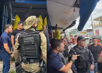 Houve confusão e muito bate-boca na manhã desta terça-feira (21). Foto: Reprodução