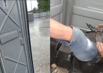 O homem estava dormindo todo torto. Foto: Reprodução