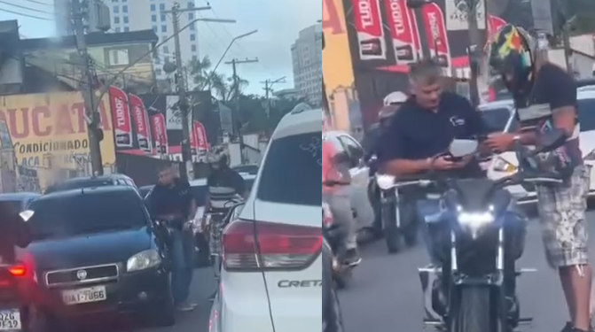 O fato gerou um congestionamento no local. Foto: Reprodução