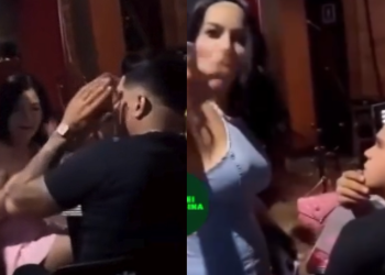 A mulher já chegou dando uma 'mãozada'. Foto: Reprodução