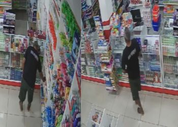 Câmera de drogaria em Petrópolis filma idoso furt4nd0 remédios e colocando dentro da bermuda