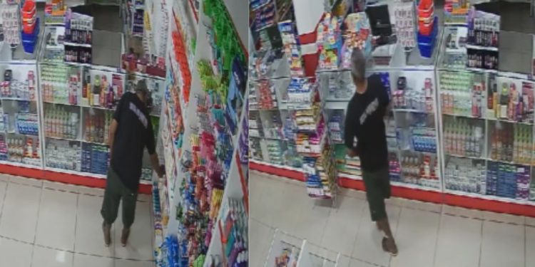 Câmera de drogaria em Petrópolis filma idoso furt4nd0 remédios e colocando dentro da bermuda