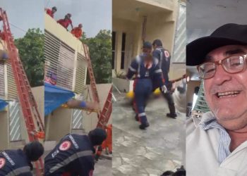 Durante resgate, bombeiros derrubam idoso de 62 anos do telhado em Manaus