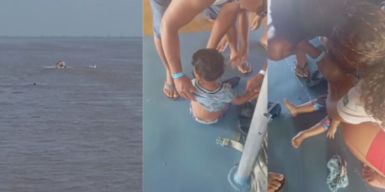 Bebezinho é salvo por pouco após cair de canoa no Amazonas: 'engoliu bastante água'