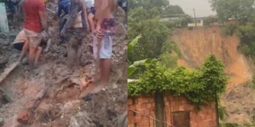 Vídeos: Desbarrancamento de terra deixa 6 pessoas soterradas durante a chuva no Fazendinha