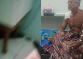 Ele foi socorrido pela Polícia Militar e levado ao hospital com um ferimento no peito. Foto: Reprodução