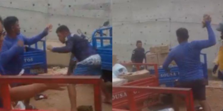 Vídeo: Trabalhadores resolvem desavença trocando 'pedr4das' no interior do Amazonas