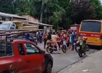 Vídeo: Motoqueiro inventa de 'dar grau', bate em caminhão e deixa mulher ferid4 em Manaus