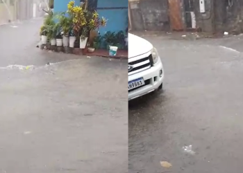 O tempo na capital é chuvoso desde a manhã deste domingo (18). Foto: Reprodução