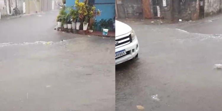 O tempo na capital é chuvoso desde a manhã deste domingo (18). Foto: Reprodução