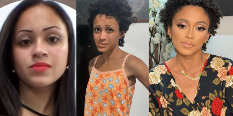 Na foto da esquerda, Andressa mais nova. No meio, ela já nas ruas e na direita após receber ajuda. Foto: Reprodução