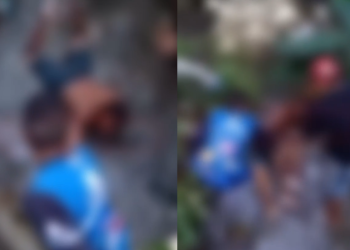 As cenas mostram o homem sendo levado para dentro da água. Foto: Reprodução