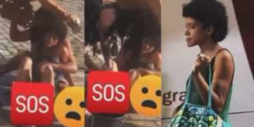 Empatia: Moradores se juntam e dão banho na 'mulher do pé podre' no Centro de Manaus; vídeo