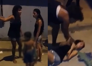 Algumas pessoas filmaram a cena e chegaram a incentivar a violência. Foto: Reprodução