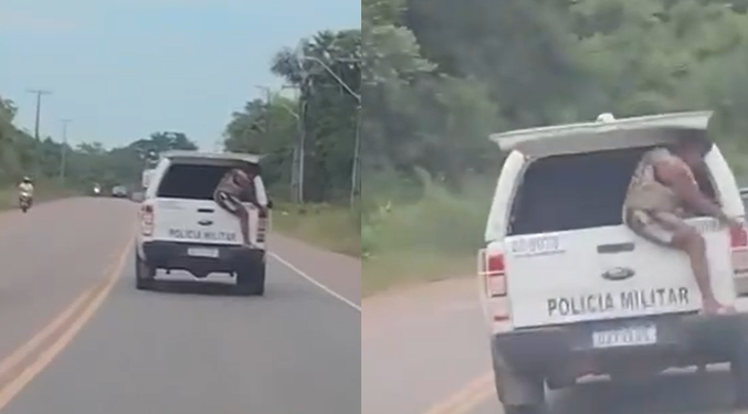 Os policiais militares reagiram rapidamente e conseguiram impedir a queda. Foto: Reprodução