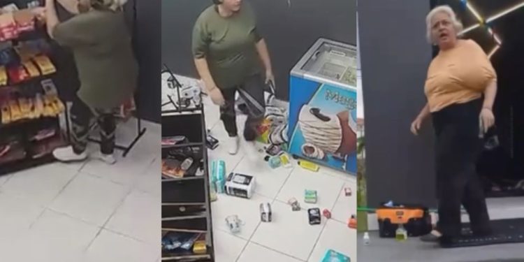 Vídeo: Moradora do Villa Jardim Torquato causa destruição em loja de condomínio e ameaça funcionário: 'toco fogo'