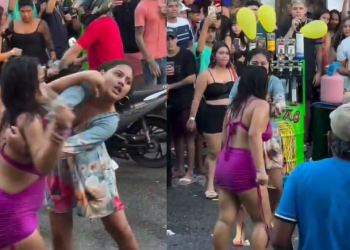 As duas estavam exaltadas e sendo observadas pelo povo. Foto: Reprodução