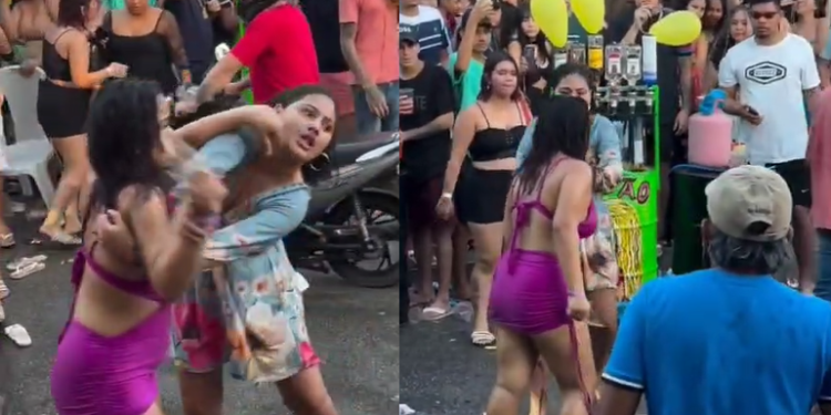 As duas estavam exaltadas e sendo observadas pelo povo. Foto: Reprodução