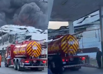 O incêndio ocorreu na hora do almoço. Foto: Reprodução