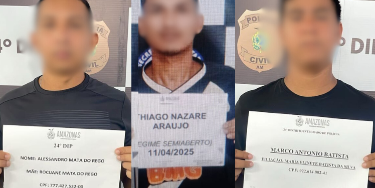 O trio preso foi encaminhado ao 1º Distrito Integrado de Polícia (DIP). Foto: Reprodução