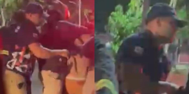 Vídeo: Agente do Detran é flagrado dando s0c0s nas costas de homem que teve a moto apreendida em Manaus