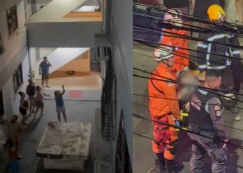 Vídeo: Para se salvar, mulher se atir4 do 3º andar durante incêndio em Manaus