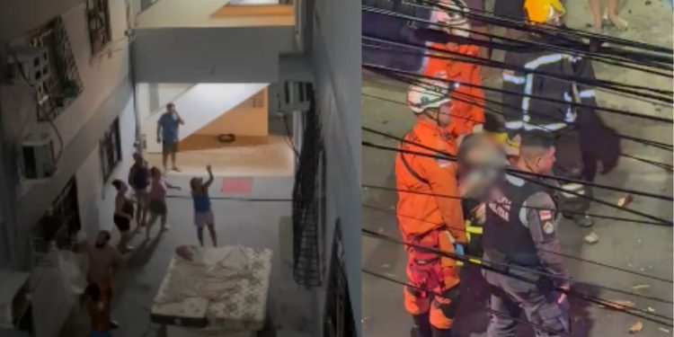 Vídeo: Para se salvar, mulher se atir4 do 3º andar durante incêndio em Manaus