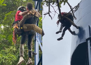 Também foram utilizados cilindros de oxigênio para acessar o local. Foto: Divulgação CBMAM