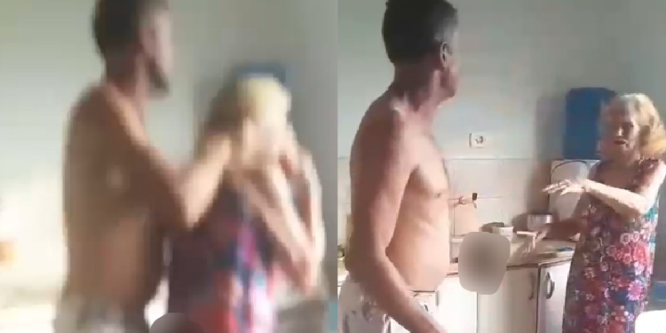 Em meio aos gritos e ao desespero, uma testemunha que registra o ocorrido tenta persuadir o agressor. Foto: Reprodução