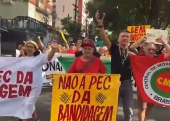 A concentração ocorreu por volta das 8h deste domingo (21). Foto: Reprodução