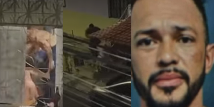 A guarnição da PM chegou ao local e prendeu o agressor em flagrante. Foto: Reprodução