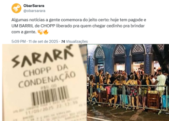 Além da postagem, a comanda também ressaltou que era o 'chopp da condenação'. Foto: Reprodução